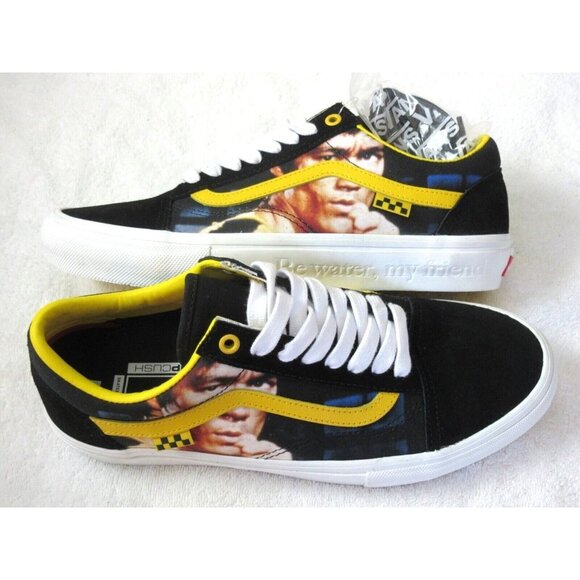 Vans Men's Skate Old Skool Bruce Lee Black Yellow Be Water Striped Shoes NIB - Picture 1 of 6